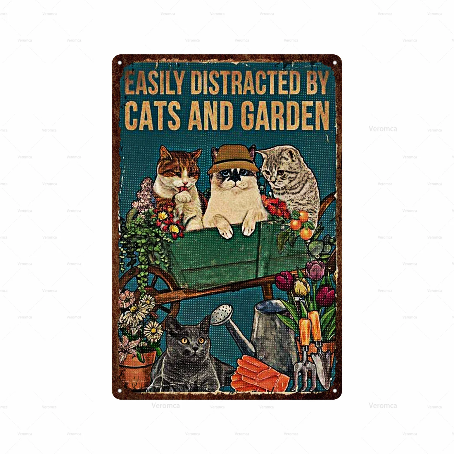 Металлический постер с забавной черной кошкой настенная табличка животными