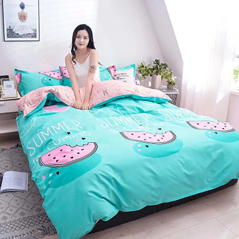 

Fashion Printed 3/4Pcs Bedding Set Pure Cotton Duvet Cover Sheet Pillowcase for Home textile Full King Single Queen Quilt Covers