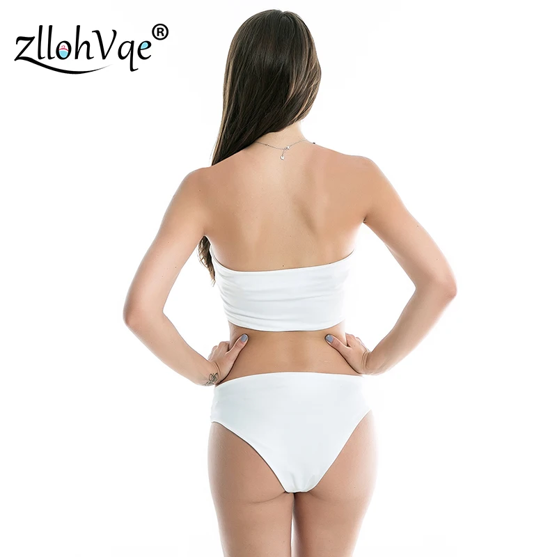 Zllohvqe сексуальное бикини пуш-ап белый купальник без бретелек со средней талией