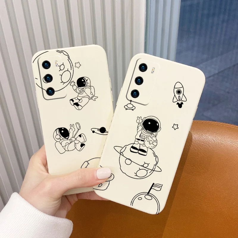 

Cute Cartoon Astronaut Pattern Phone Case For Huawei P40 p40lite P40pro P30 P20 Mate 40 40Pro 30 p30pro p30lite 20 Cover