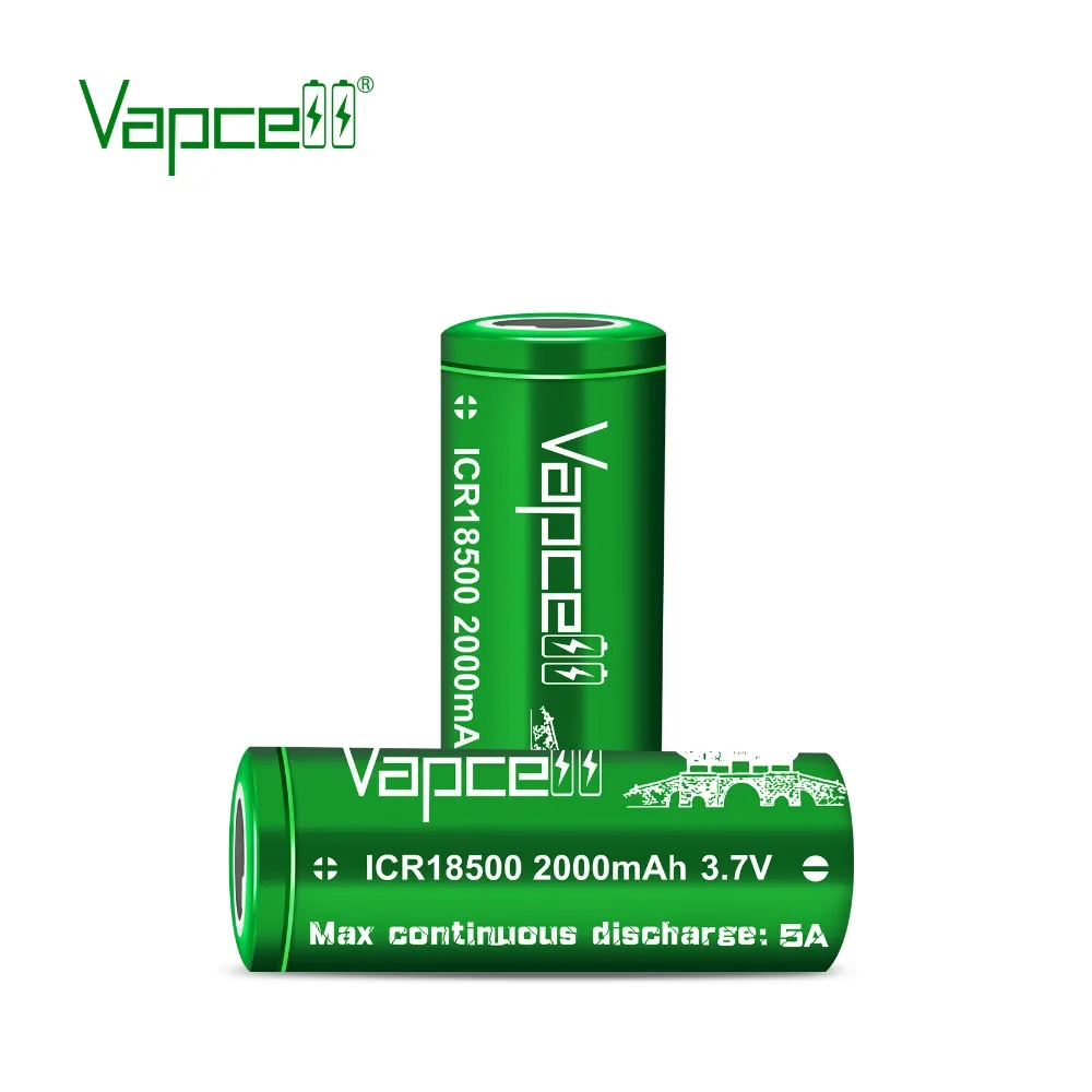 Аккумуляторная батарея 18500 Vapcell 2000 мА/ч, 5A 3. 7 v литиевая батарея для фонарь