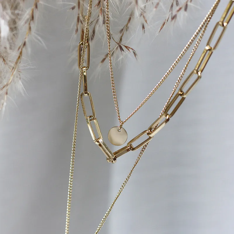 Трехслойная цепочка Amaiyllis из 14-каратного золота многослойная многослойное