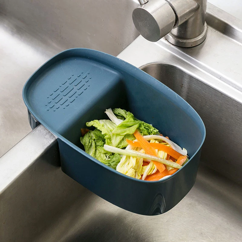 

Kitchen Drain Basket Hanging Mesh Drain Shelf Sink Strainer Colander Storage