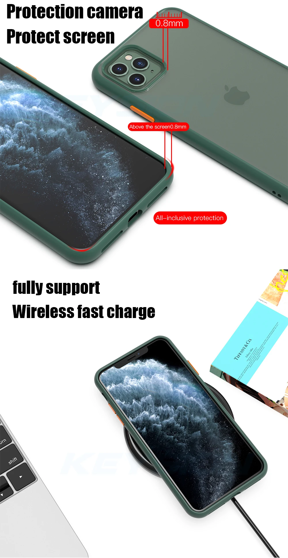 KEYSION, модный матовый чехол для iPhone 11 Pro 11 Pro Max, Противоударная прозрачная задняя крышка для телефона Apple iPhone 11 11 Pro Max