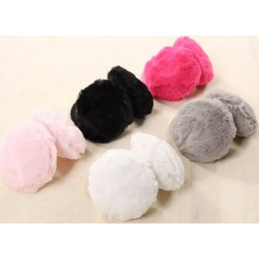 Новые милые красочные пушистые наушники для женщин и девочек Однотонные зимние