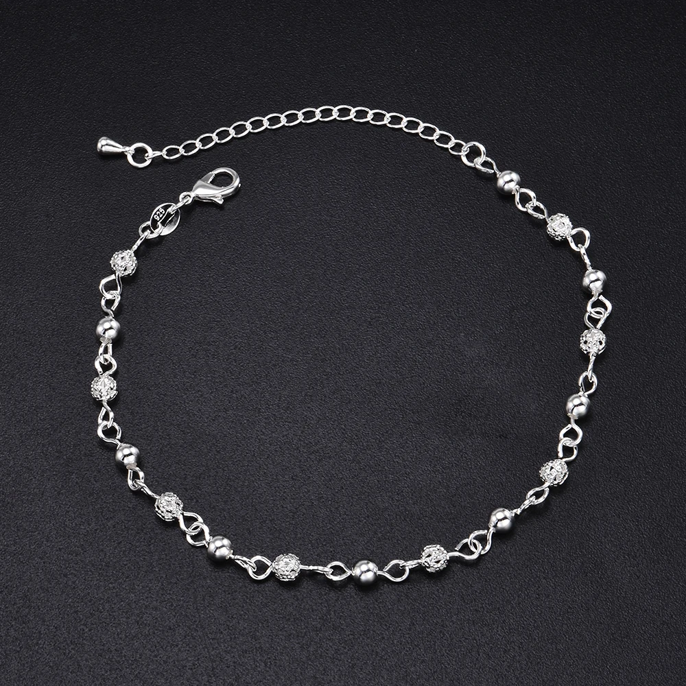 Браслеты-цепочки с кристаллами и бусинами простые очаровательные Покрытые