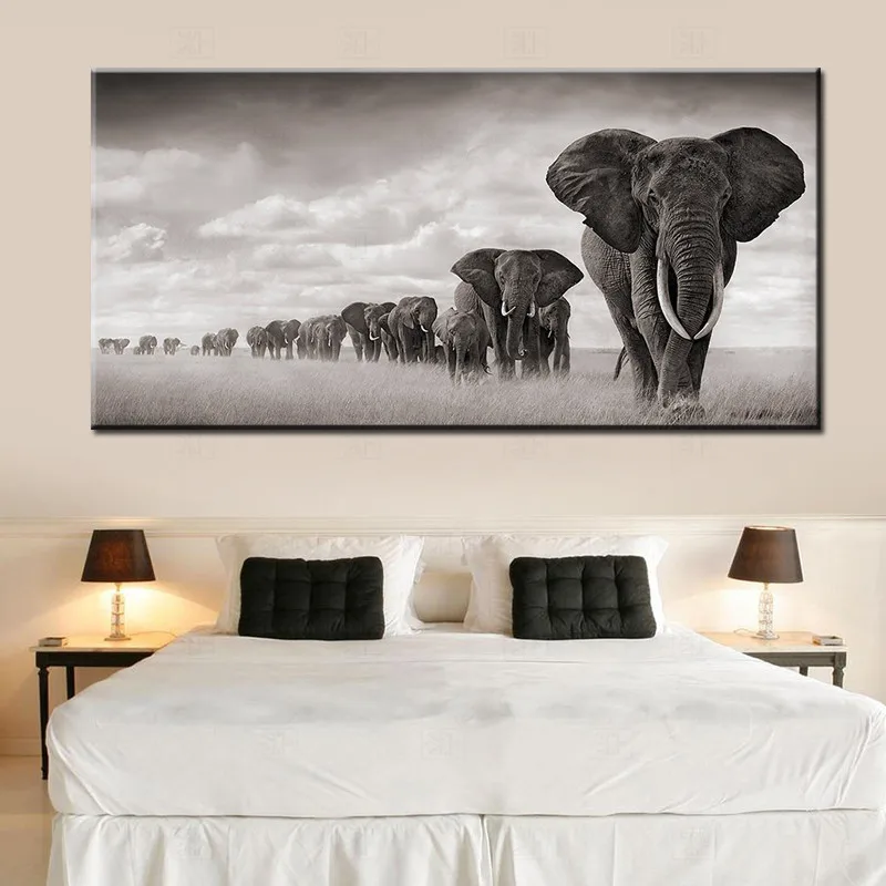 

Black Africa Elephants Wild Animals Canvas Painting Scandinavia Posters And Prints Cuadros Wall Art Pictures For Living Room