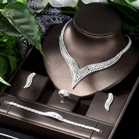 hibride big luxury geometric dubai nigeria 4pcs aaa cubic zirconia wedding dress accessories jewelry sets for women party n 1138