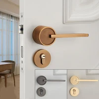 1set round door lock bedroom living room hotel mute magnetic split door handle interior anti theft safety gate knobs hardware