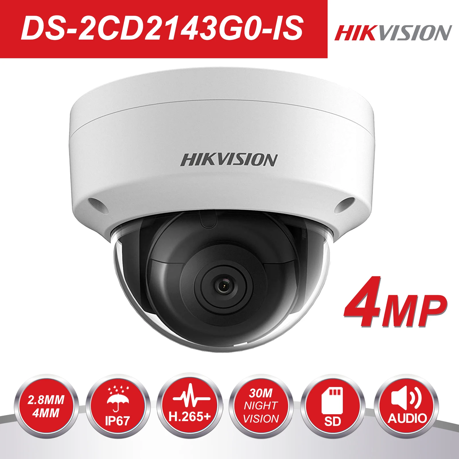 Hikvision 4MP POE IP камера H.265 DS-2CD2143G0-IS 4 мегапикселя уличная WDR камера видеонаблюдения Безопасности s IR 30 м аудио