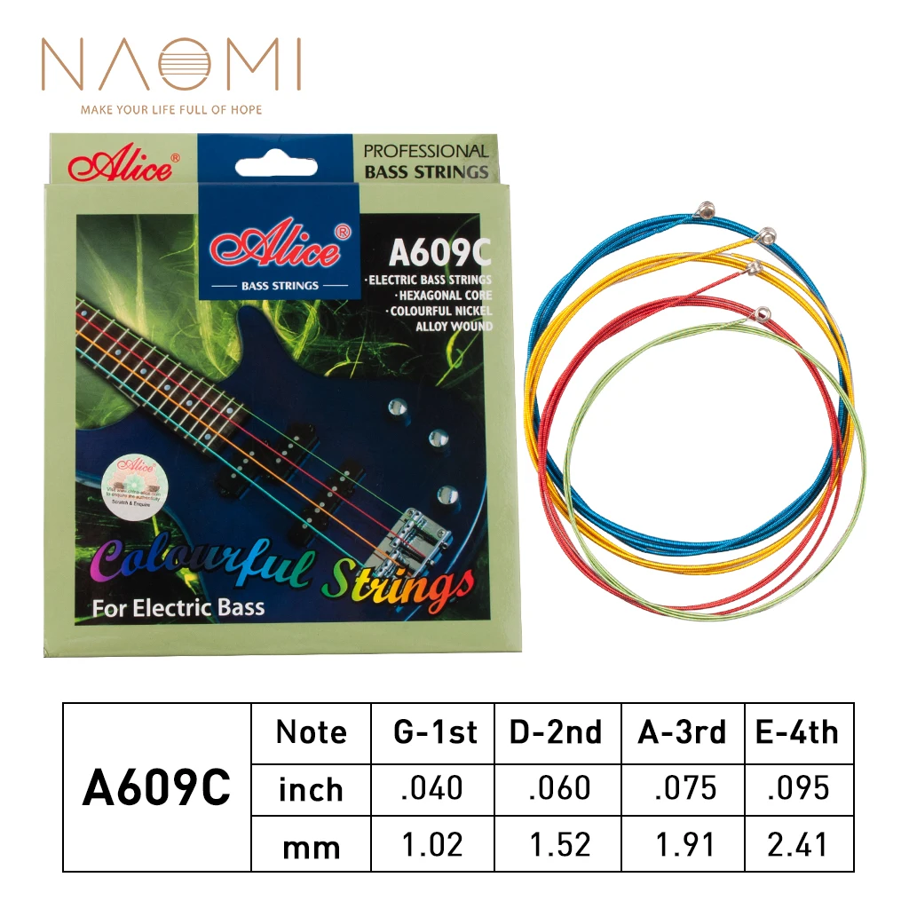 Naomi A609C гитарные струны красочные 4 шестигранный сердечник никелевый сплав рана