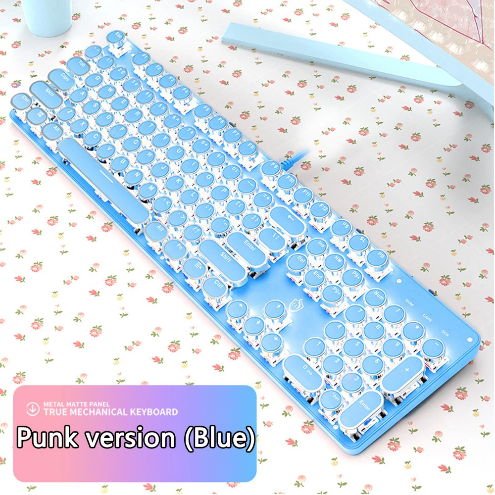 

Pink Wired Mechanical Keyboard 104 Keys USB Blue Switch Gaming Keyboard with White Backlight for Gamers Laptop Computer Offices