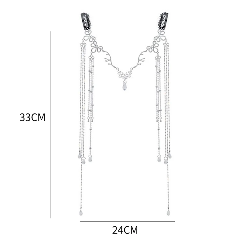 

Elegant Shinning Rhinestones Long Tassel Hairwear Waterdrop Crystal Retro Hairban For Women Chinese Style Accessories