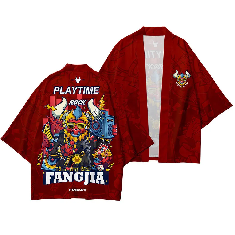 

Модные мужские пальто с принтом в китайском стиле, топы и брюки в стиле Харадзюку, японское кимоно, кардиган и штаны, комплект одежды в восто...