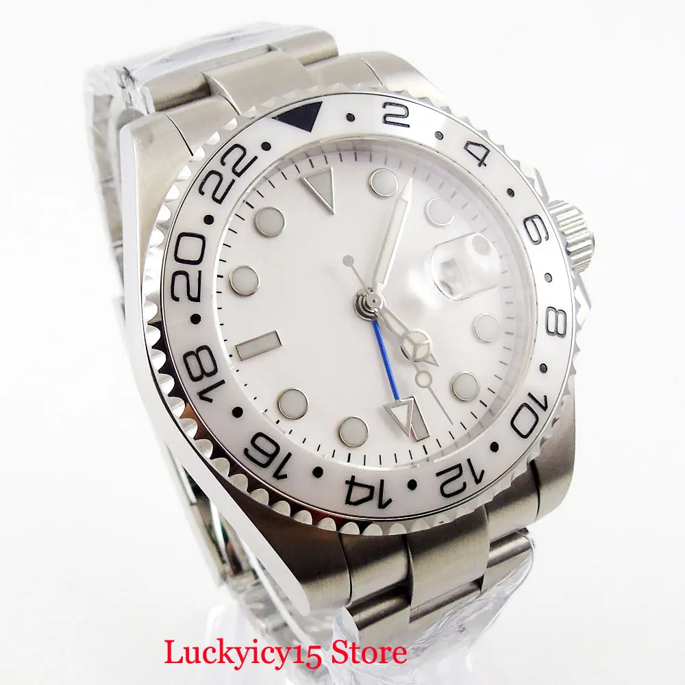 Бизнес Стиль стерильный циферблат сапфировое стекло GMT Функция Дата нержавеющая