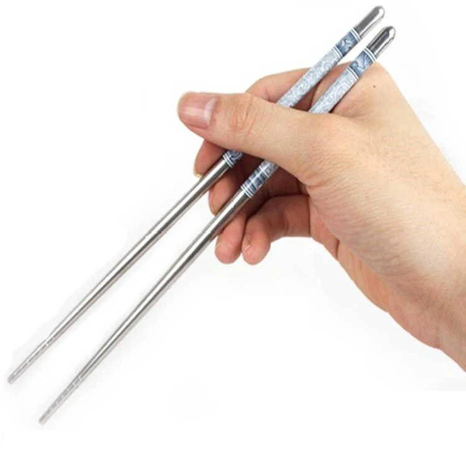 1 пара палочек для еды из нержавеющей стали китайские синие и белые фарфоровые