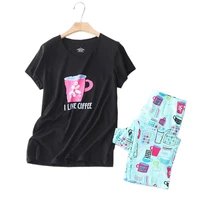 short sleeve cropped trousers pajamas sets women summer plus size 5xl 130kg korea 2 piece pyjamas women sleepwear