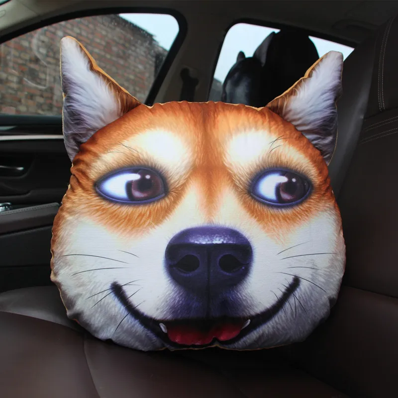3D simulation funny dog head pillow boy Erha pillow creative plush dog husky Akita home decoration toy