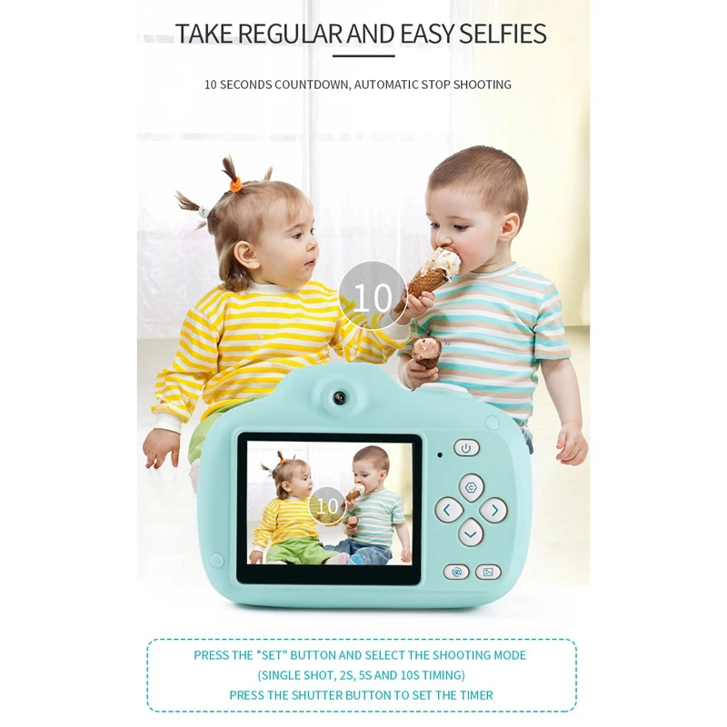 

Kids Digital Camera 720P HD Sn Chargable Cartoon Cute Camera Toys Outdoor Photography Props for Child Birthday Gift