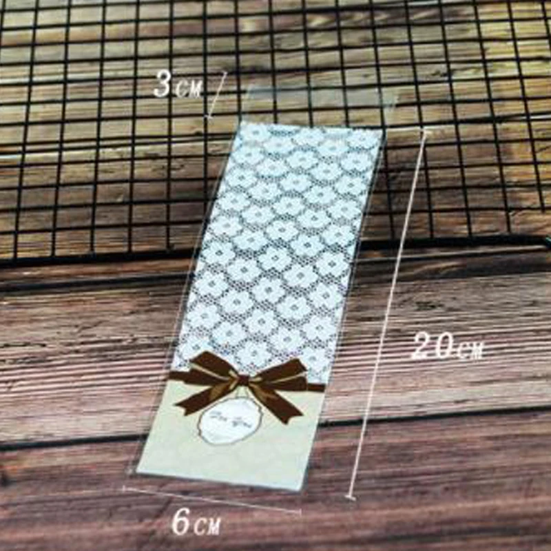 100 шт./лот 6*20 см длинный пластиковый пакет для конфет печенья Пальчиковое печенье