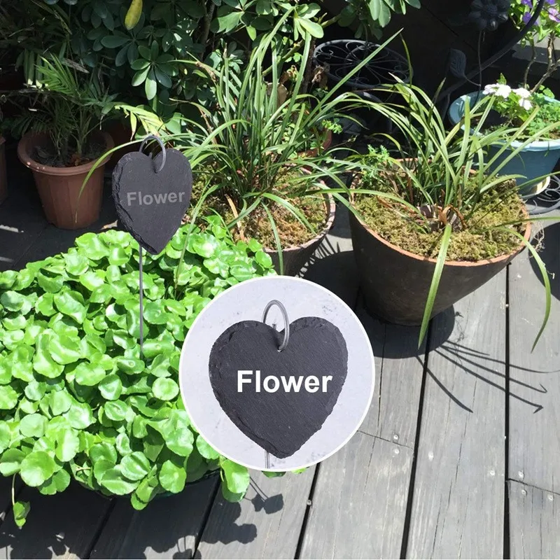 Slate Plant Label Natural Iron Hanging Greenhouse Sign Gardening Garden Marker For Flower Bed Pots Planters | Дом и сад