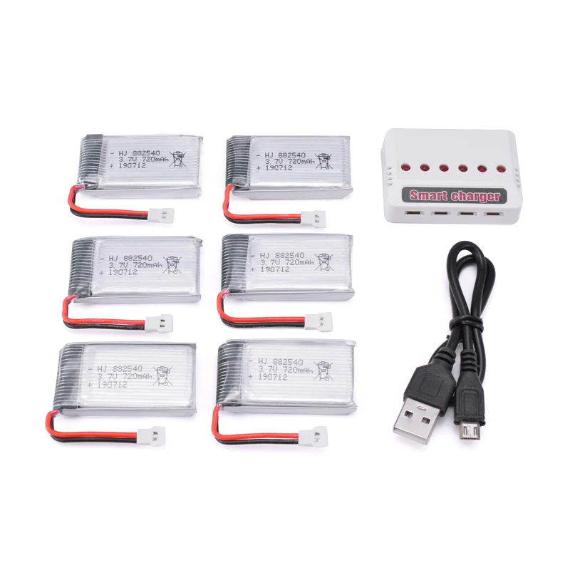 4/5/6 шт. 3,7 V 720mAh литий-полимерный Батарея с Зарядное устройство 802540 для Syma X5C X5SC Skytech M68 MJX X705C яде A8 A9 Feiyue 328 радиоуправляемая модель