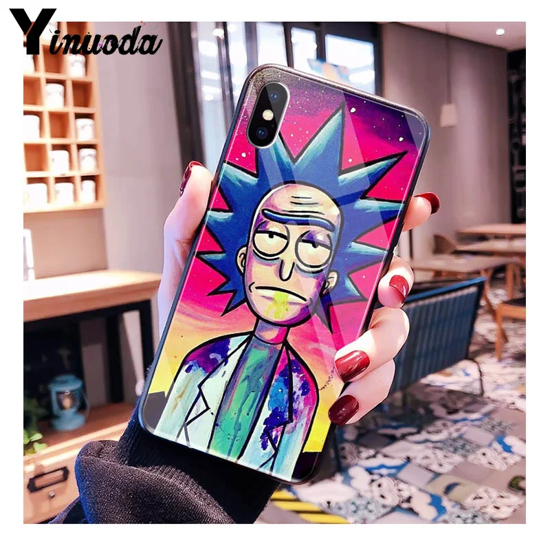 11pro MAX rick and morty мягкий резиновый черный чехол для телефона из закаленного стекла