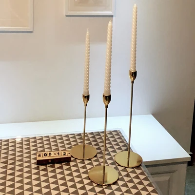 

Nordic ins candlestick decoration golden candle table lamp continental home western romantic wedding candlelight dinner props,