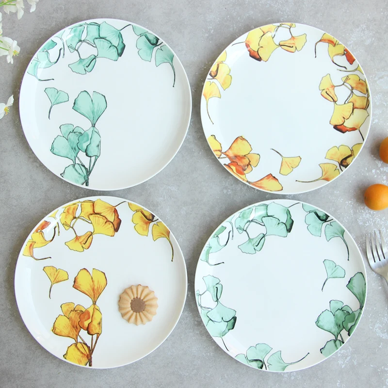 8 дюймов креативный гингко лист Китай костяная обеденная тарелка столовая посуда