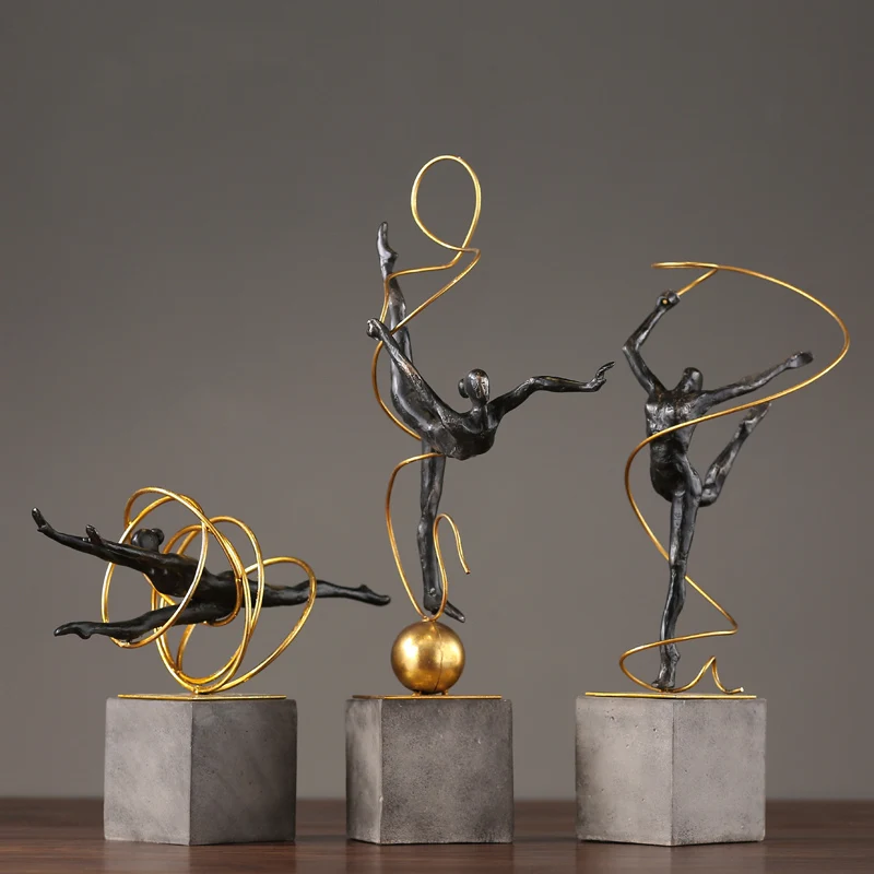 

Home Decoration Accessories Art Gymnastics Female Athlete Waving A Ribbon Decoration Figurine Living Room Ornament Gift