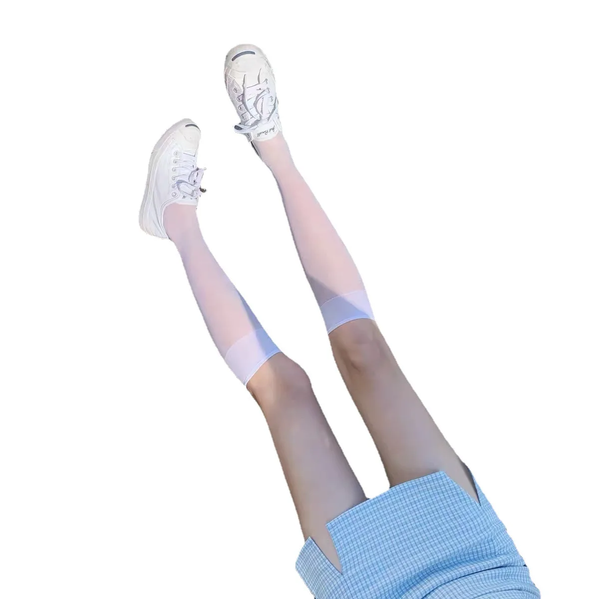 

Middle tube socks, white leg socks, spring and summer thin white cored silk transparent stockings, Japanese JK