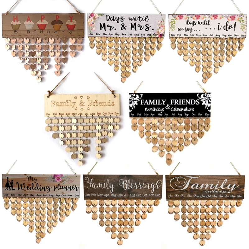 

2021 Chritsmas Birthday Special Days Reminder Board Home Hanging Decor Wooden Calendar Board Hanging Ornament New Year Decor