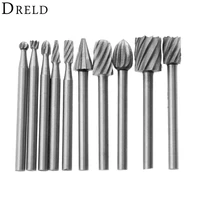 10pcs 18 hss routing router drill bits set for dremel carbide rotary burrs tools wood stone metal root carving milling cutter