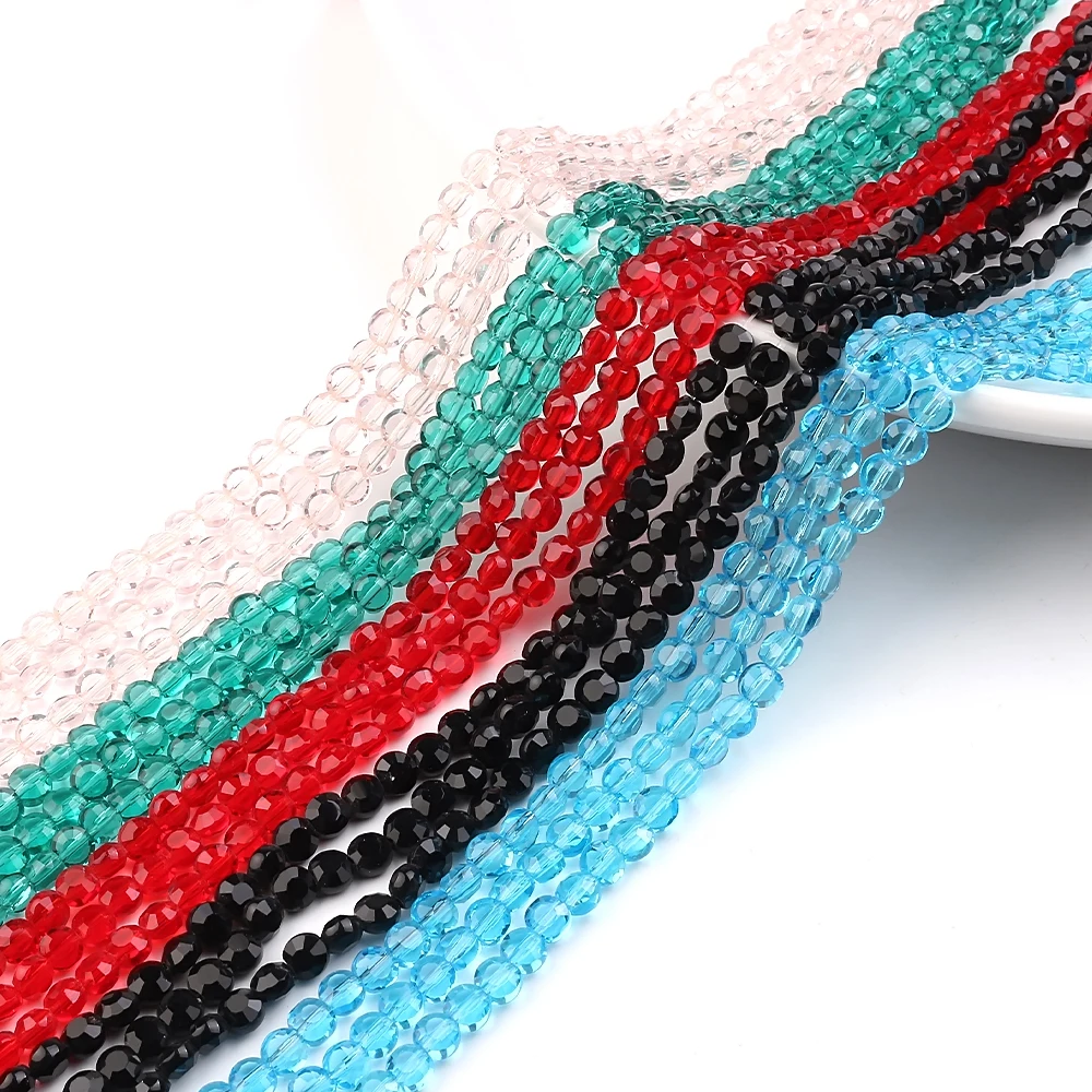 Прозрачные цветные чешские стеклянные плоские бусины красные 6 мм Кристальные