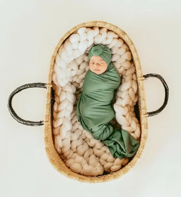 2019 Brand 2pcs Newborn Baby Boy Cocoon Swaddle Solid Blanket Sleeping Muslin Wrap Hat Set | Мать и ребенок
