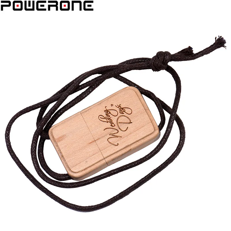 USB флеш накопитель POWERONE деревянный с веревкой 4 64 Гб|USB флэш-накопители| |