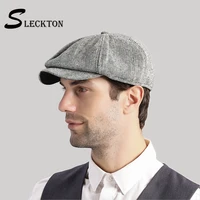 sleckton peaky blinder good quality tweed mens berets cap for men casual newsboy caps fashion octagonal hat visors casquette