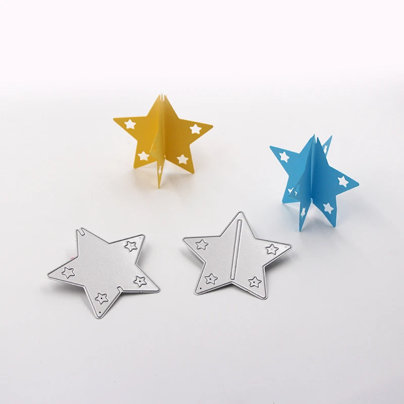 Новинка 2020 металлический трафарет 3D с пентаграммой и звездами шаблон для