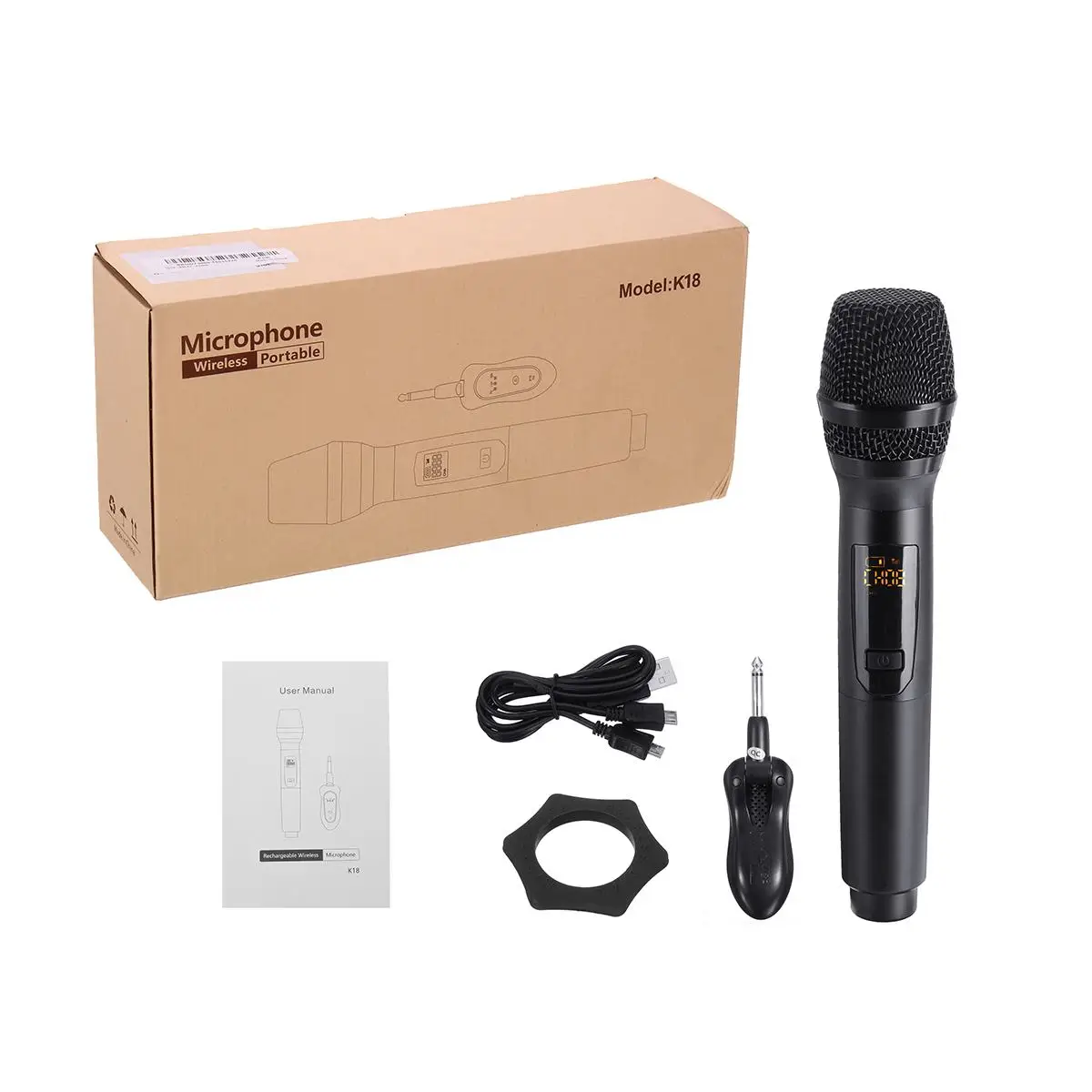 

UHF K18 RX Rechargeable Wireless Microphone Handheld Microphone Removable Microphone with Battery For Concert Party Wedding Bar