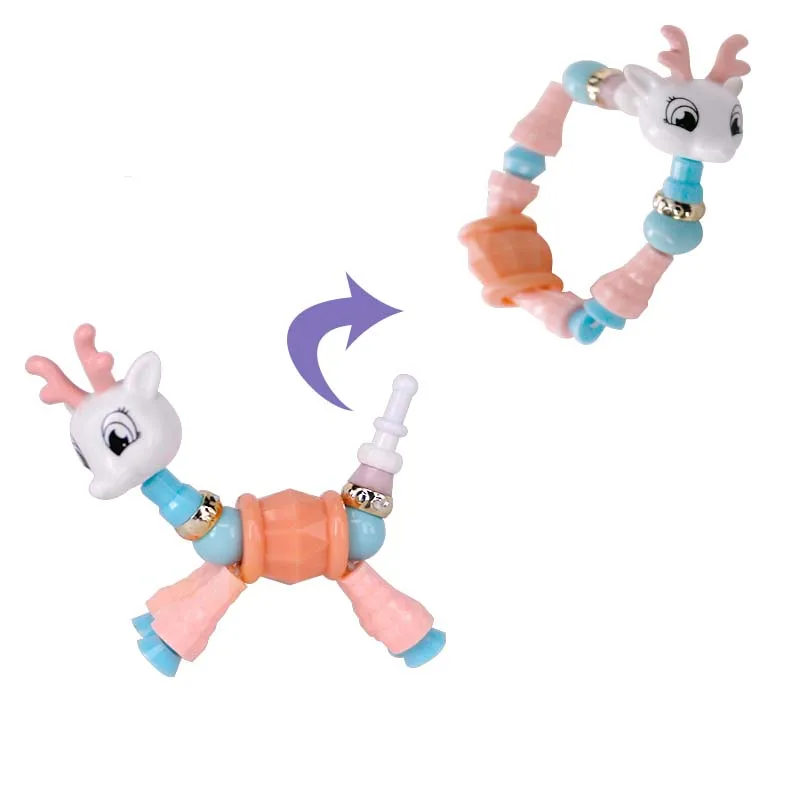 

1/5/8 pcs DIY Magic Animals Variety Bracelets Necklace Girls Toy Handmade Beads Bracelet Party Bracelets for Kids Education Gift