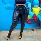 Брюки-карандаш женские однотонные из искусственной кожи, модные пляжные штаны на молнии, повседневные облегающие штаны, на лето