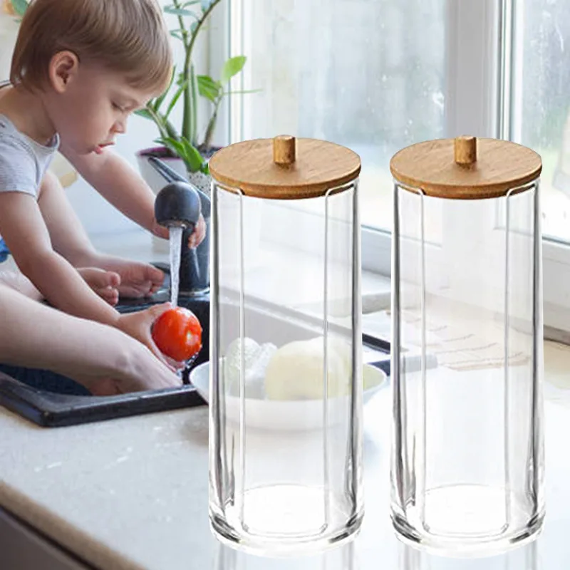 

Portable Round Container with Lid Kitchen Seasoning Cotton Swabs Rod Toothpick Organizer Bathroom Cosmetics Jewelry Storage Box