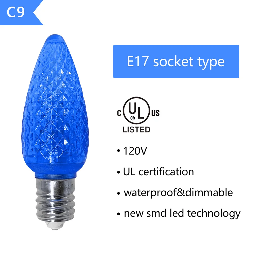 UL Listed 25 шт C9 светодиодный лампы для замены 3 SMD СВЕТОДИОДНЫЙ s в каждой