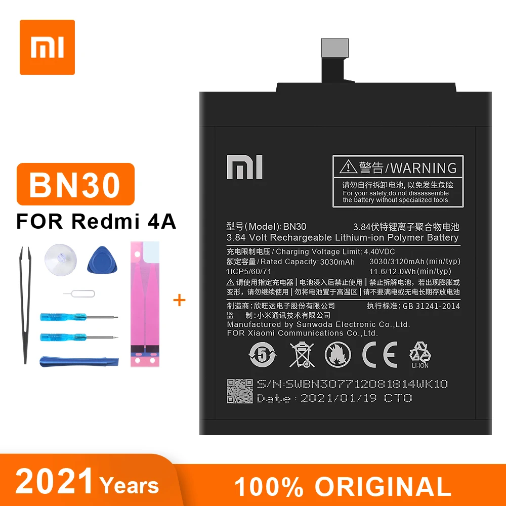 Оригинальный аккумулятор Xiao Mi BN30 3120 мАч для Redmi 4A Hongmi высококачественные сменные