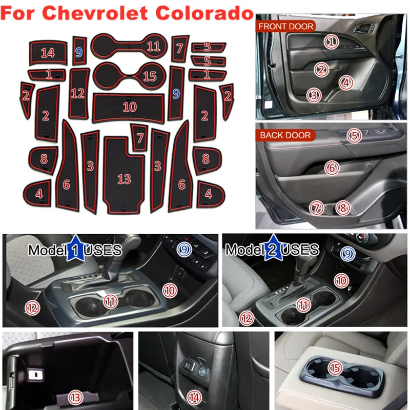 Коврик противоскользящий для Шевроле Колорадо, GMC Canyon2015-2021Rubber, слот-коврик для двери