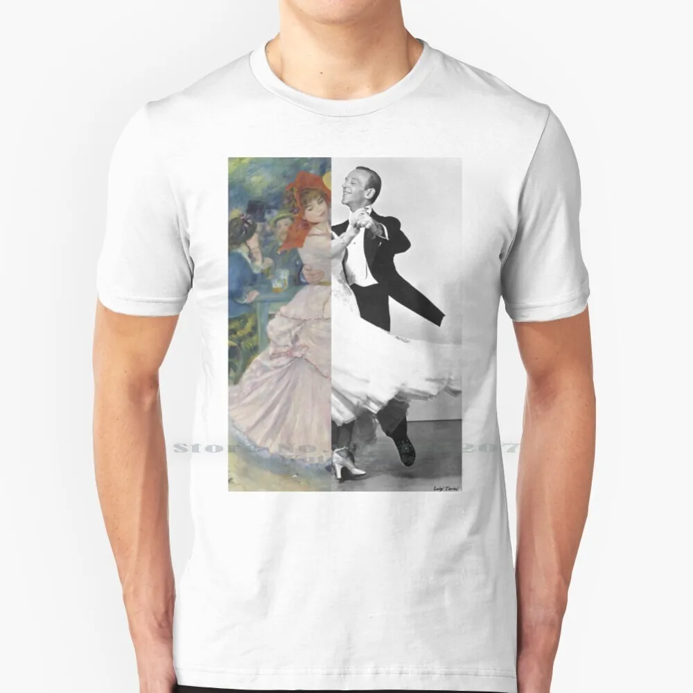 Dance At Bougival. By Pierre - Auguste Renoir And Fred Astaire T Shirt 100% Pure Cotton Renoir Dance At Bougival Hollywood