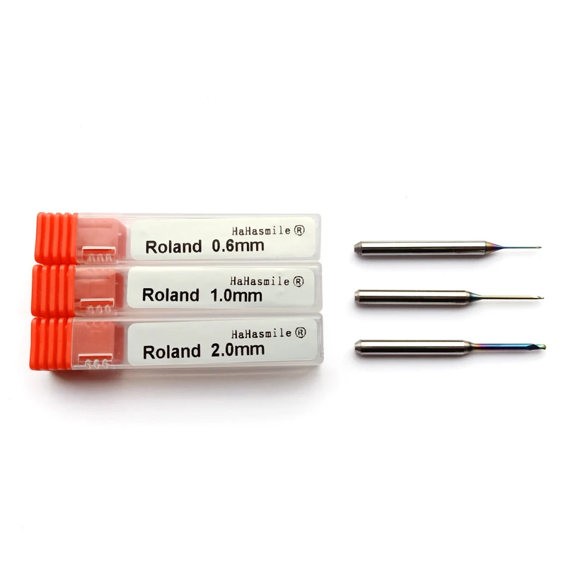 1Pcs/set Cad Cam Dental Burs Roland Milling Cutter DLC Coating For Milling Zirconia Block Available 0.6mm/1.0mm/2.0mm