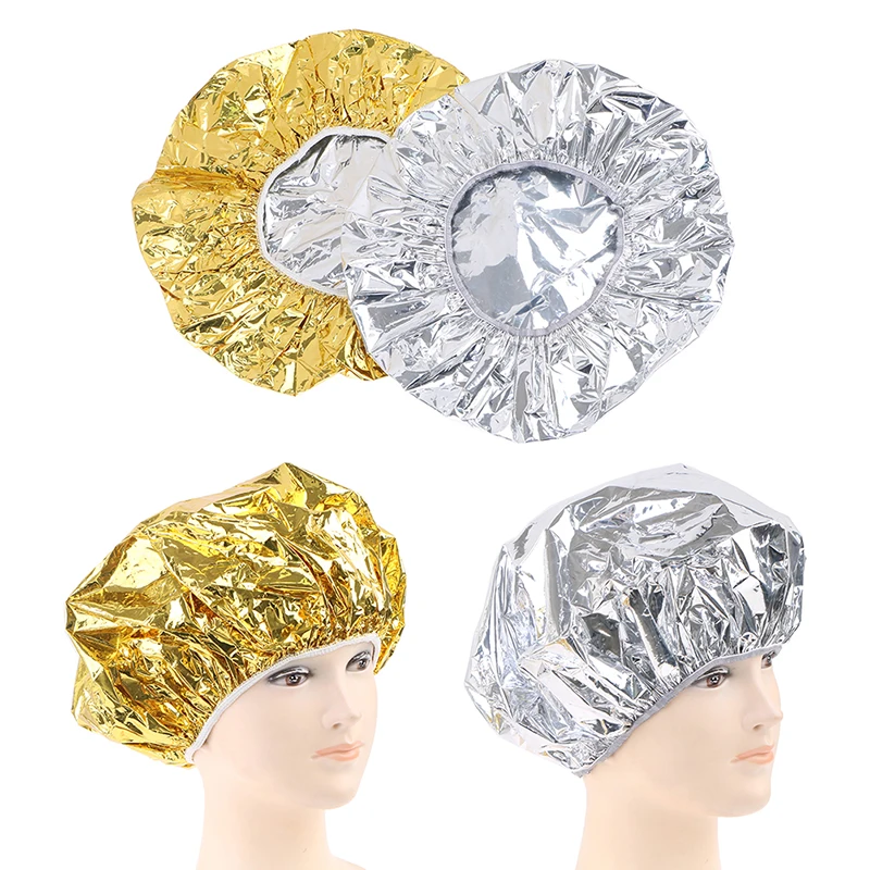 

1PCS Heat Insulation Aluminum Foil Hat Elastic Bathing Cap For Women Shower Cap