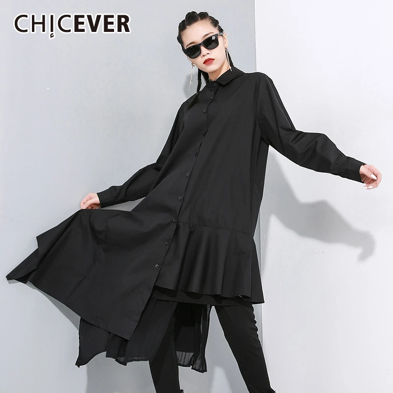 CHICEVER лоскутное асимметричное женское платье воротник с лацканами длинный рукав