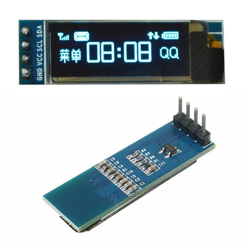 

New 1Pcs IC I2C 0.91 Inch OLED Display Module 128x32 Blue OLED LCD Module 3.3v 5v For PIC Accessories 2022 Hot Sale